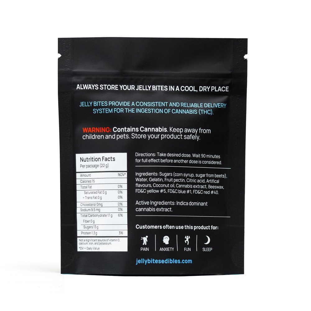 twisted extracts – indica regular strength jelly bites (100mg thc) – berry mix