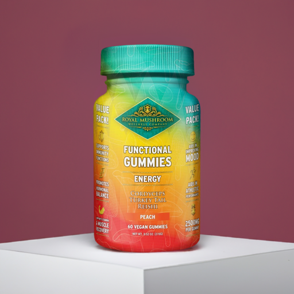 Energy Mushroom Mix Gummies Peach Flavor 60 Ct